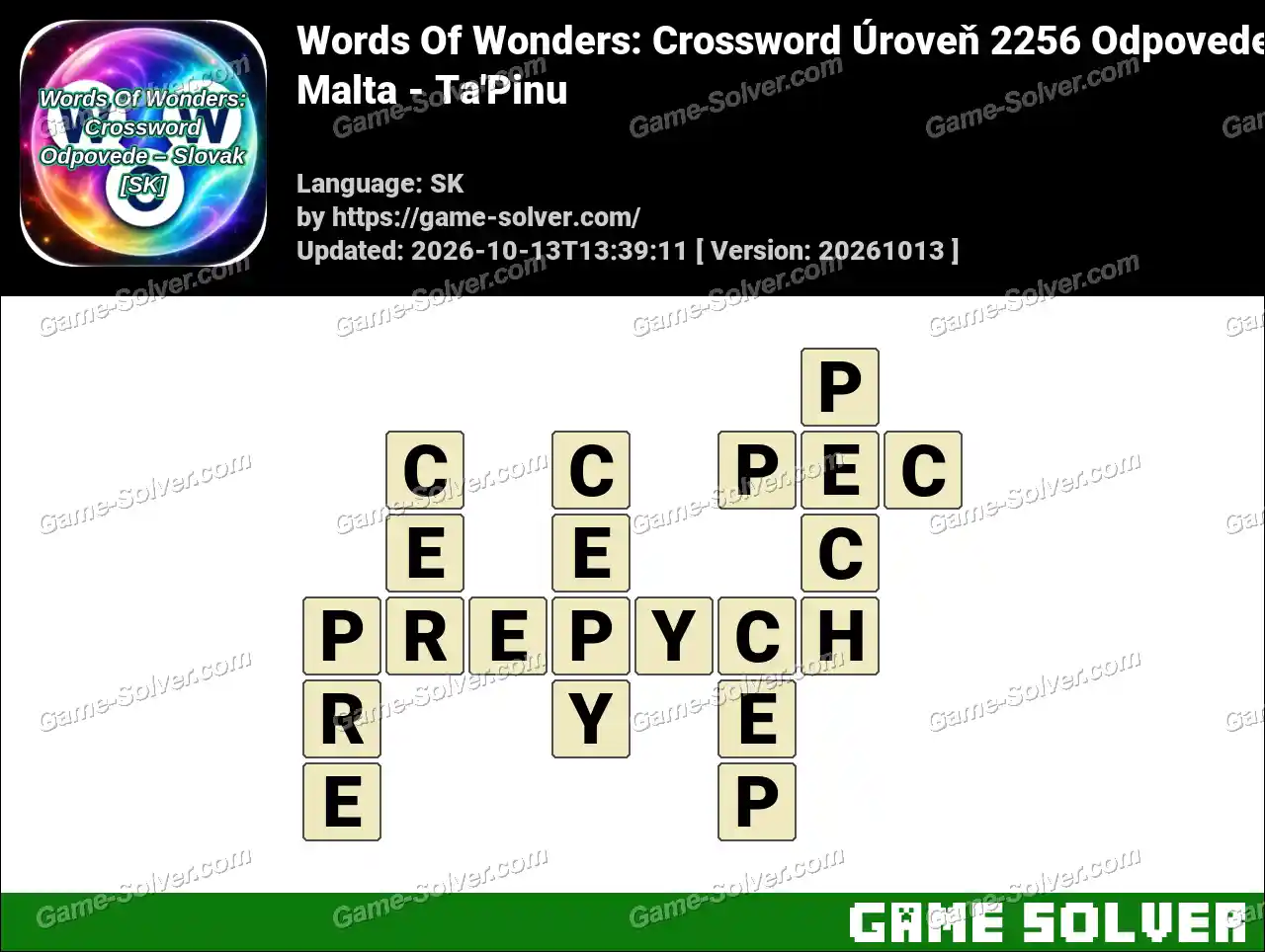 Words Of Wonders: Crossword Úroveň 2256 Odpovede – Malta – Ta’Pinu